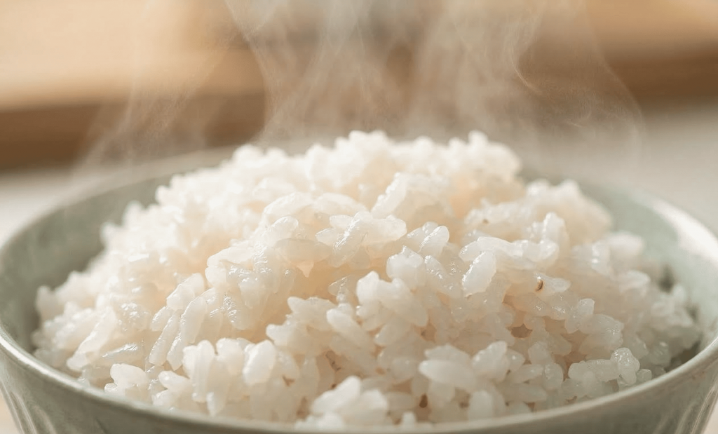갓 지은 흰 쌀밥 한 공기 — 혈당 지수가 높은 정제 탄수화물로 당뇨 전단계 식사 시 양 조절이 필요한 식품