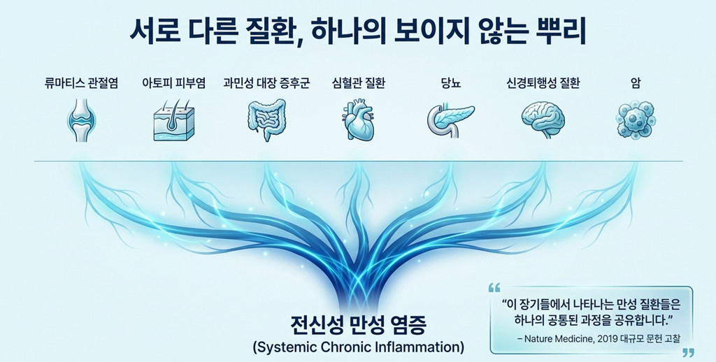 만성질환은 하나의 공통된 과정을 공유한다는 이미지 