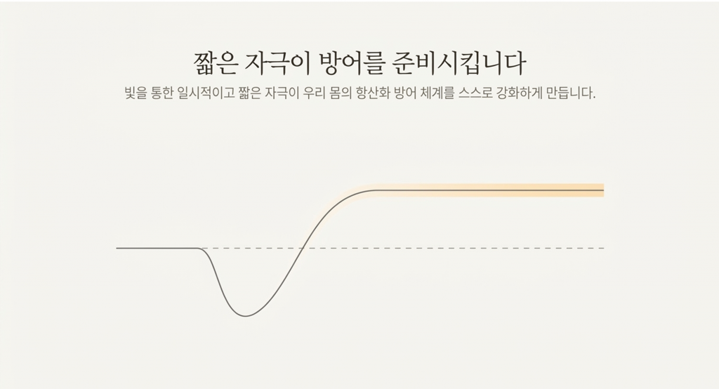 일시적인 자외선의 짧은 자극의 광양자치료는 몸의 항산화체계를 더 강화한다( 추정가설)